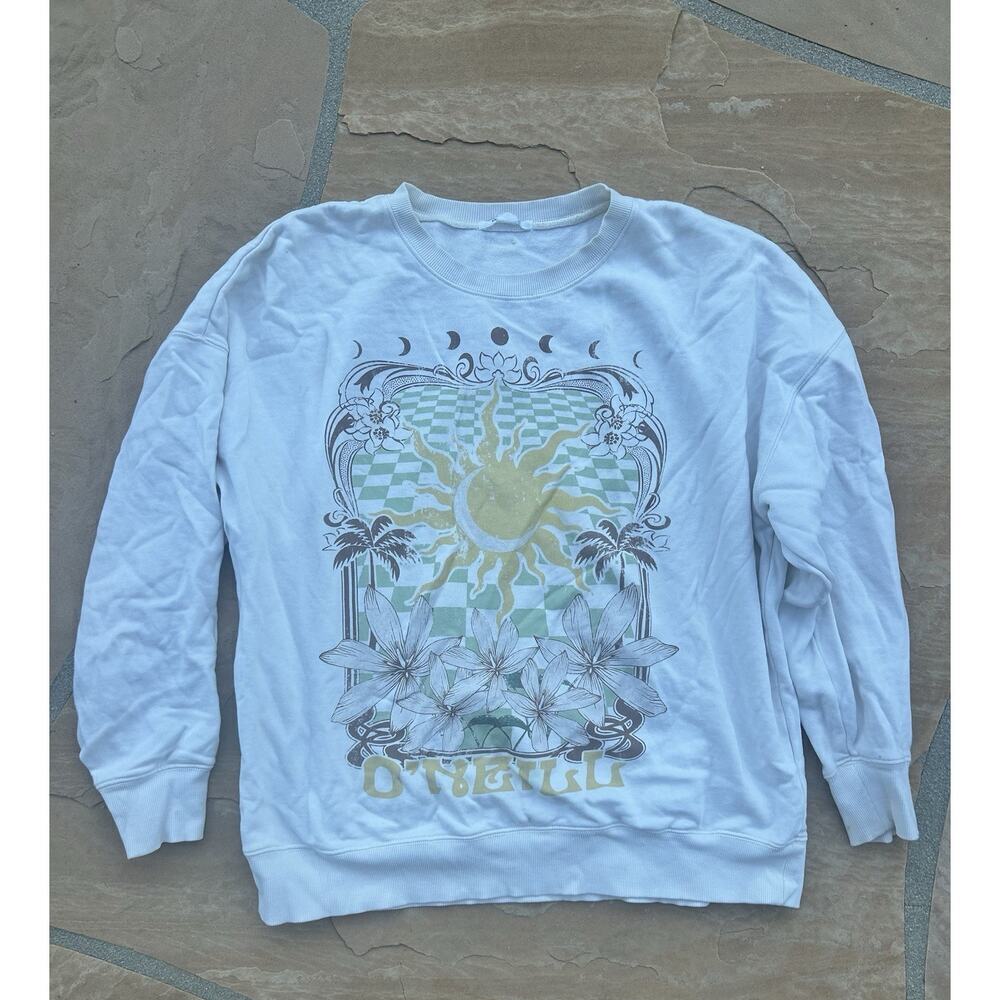 ONeill Ivory Oversized Graphic Sweatshirt S Floral